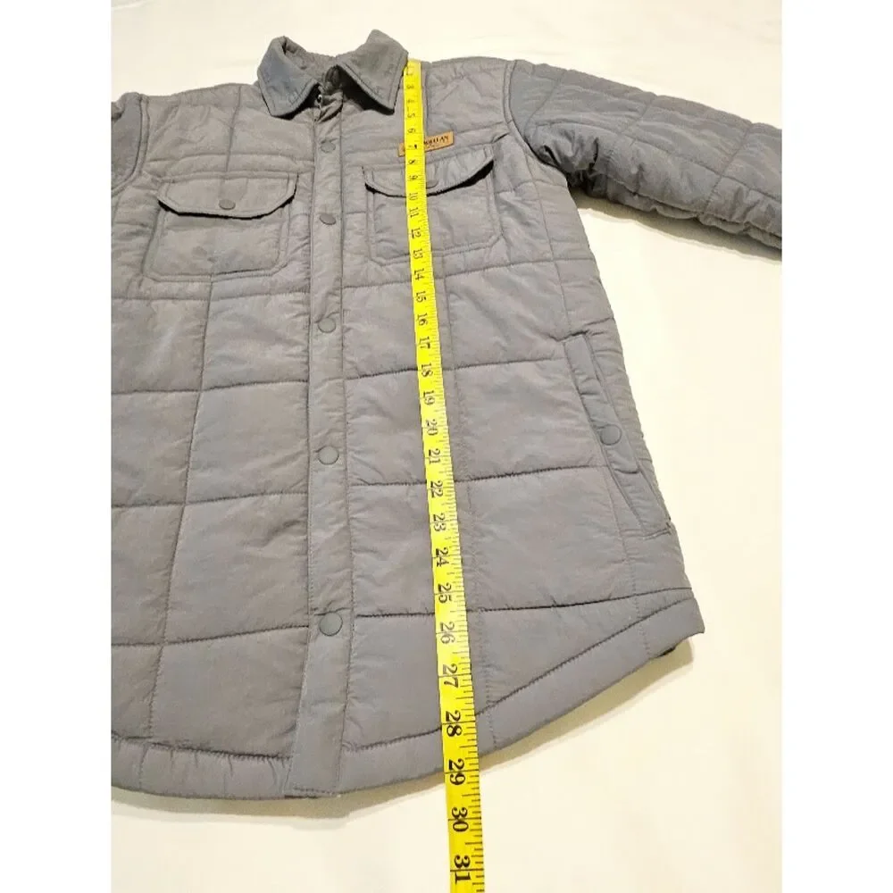 Magellan Outdoors Pro Quilted Shirt Jacket Gray Flannel Lined Campfire, Size Sm